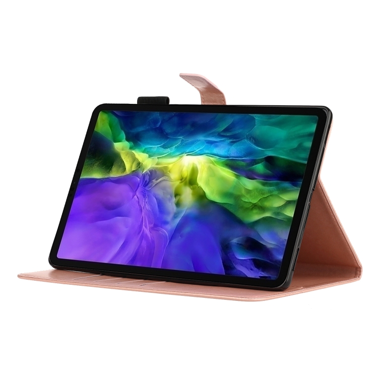 For iPad Pro 11 (2020) Diamond Encrusted Plum Blossom Embossing Pattern Horizontal Flip Leather Tablet Case with Holder & Card Slot(Rose Gold)