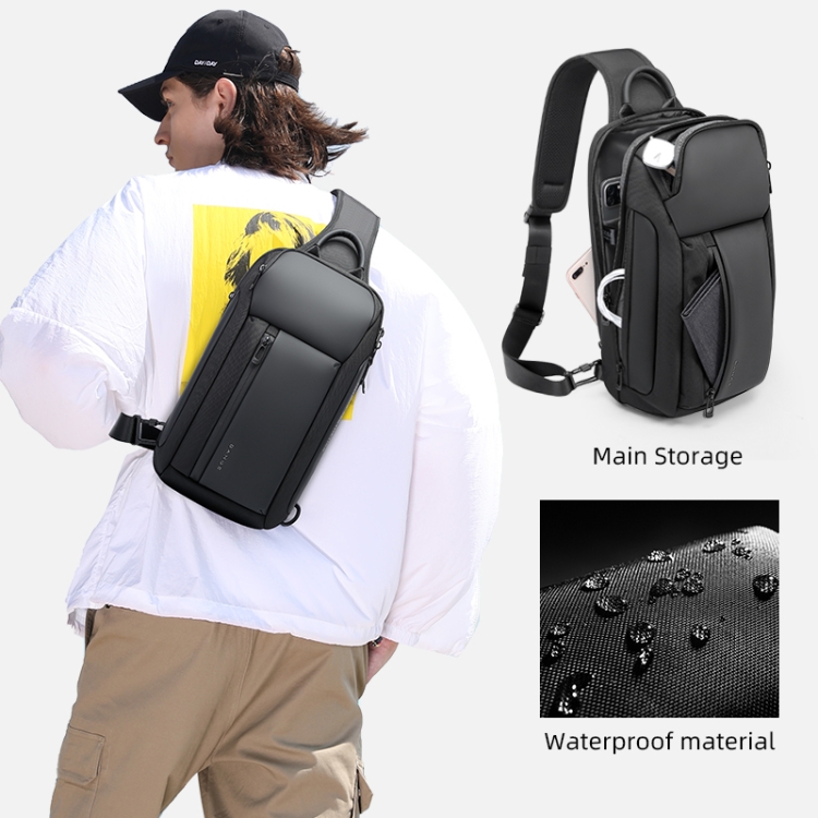 BANGE BG-7566 Oxford Fashion Waterproof Shoulder Chest Bag(Black) - B5