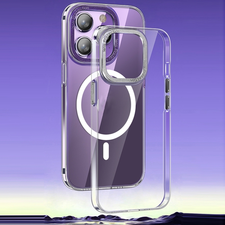For iPhone 14 wlons Crystal Clear MagSafe Phone Case(Silver) For iPhone 14 wlons Crystal Clear MagSafe Phone Case(Silver)