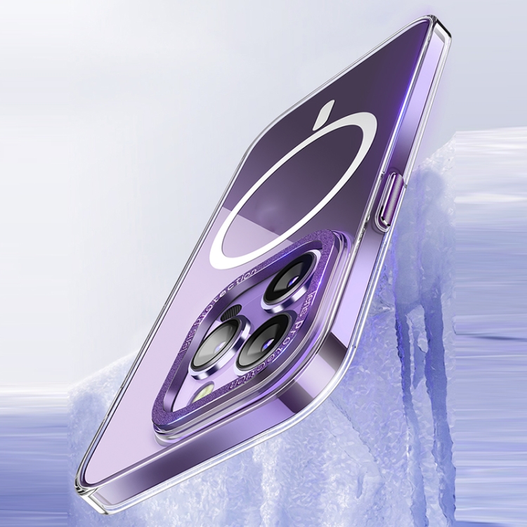 For iPhone 14 wlons Crystal Clear MagSafe Phone Case(Silver) For iPhone 14 wlons Crystal Clear MagSafe Phone Case(Silver)