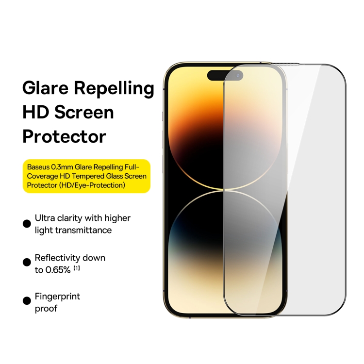 For iPhone 14 / 13 Pro / 13 Baseus 0.3mm AR Antireflection Full Screen HD Tempered Green Film For iPhone 14 / 13 Pro / 13 Baseus 0.3mm AR Antireflection Full Screen HD Tempered Green Film