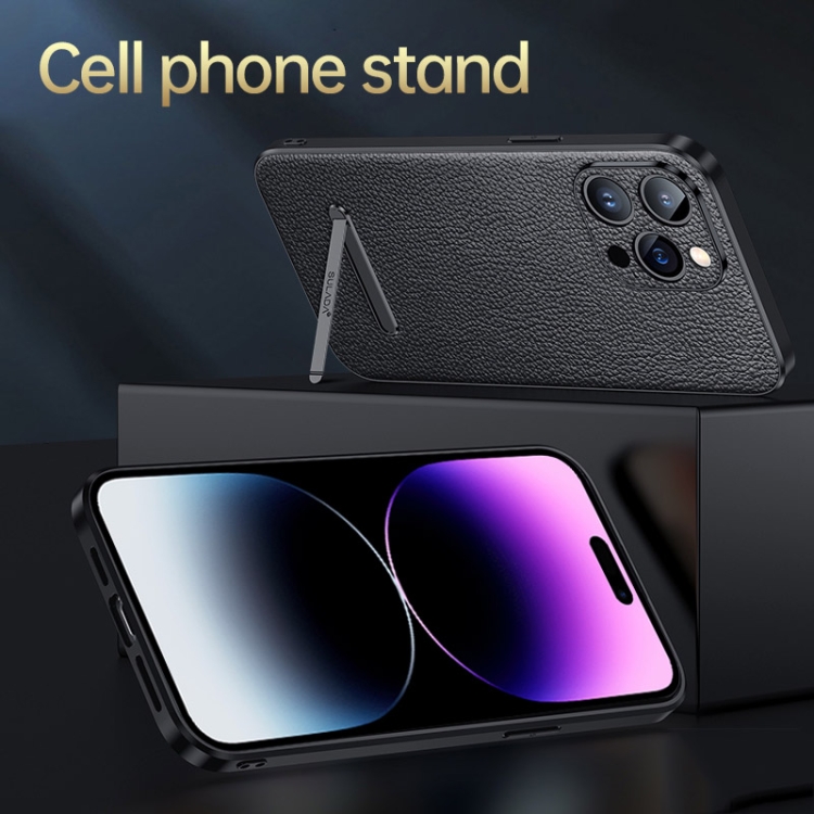 For iPhone 14 Plus SULADA Famous Artisan Series Litchi Leather PC + TPU Phone Case(Black) For iPhone 14 Plus SULADA Famous Artisan Series Litchi Leather PC + TPU Phone Case(Black)