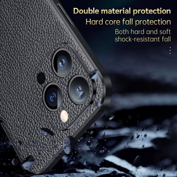 For iPhone 14 Pro SULADA Famous Artisan Series Litchi Leather PC + TPU Phone Case(Black) For iPhone 14 Pro SULADA Famous Artisan Series Litchi Leather PC + TPU Phone Case(Black)