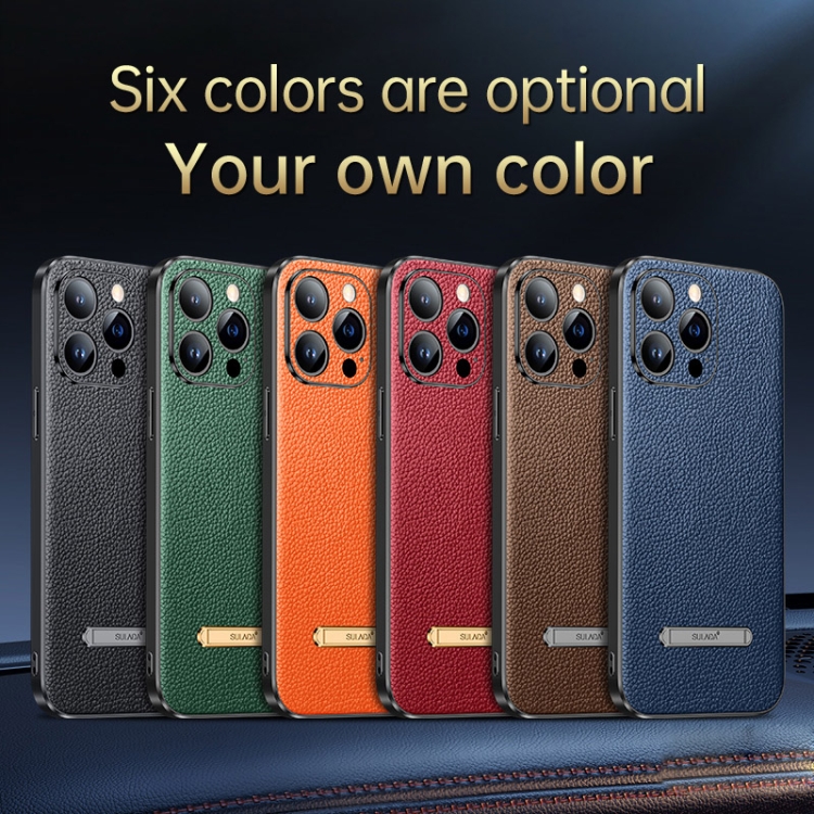 For iPhone 14 Pro SULADA Famous Artisan Series Litchi Leather PC + TPU Phone Case(Black) For iPhone 14 Pro SULADA Famous Artisan Series Litchi Leather PC + TPU Phone Case(Black)