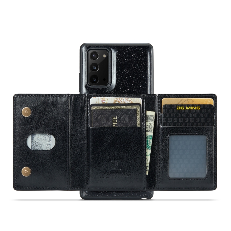 For Samsung Galaxy Note20 DG.MING M3 Series Glitter Powder Card Bag Leather Case(Black) For Samsung Galaxy Note20 DG.MING M3 Series Glitter Powder Card Bag Leather Case(Black)