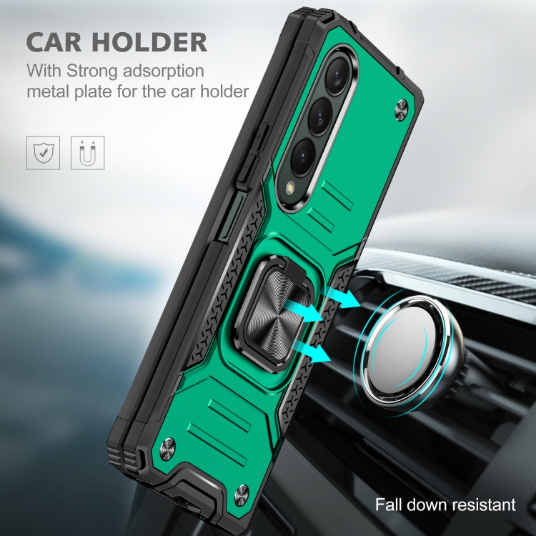 For Samsung Galaxy Z Fold4 Magnetic Armor Shockproof TPU + PC Phone Case with Metal Ring Holder(Dark Green) For Samsung Galaxy Z Fold4 Magnetic Armor Shockproof TPU + PC Phone Case with Metal Ring Holder(Dark Green)