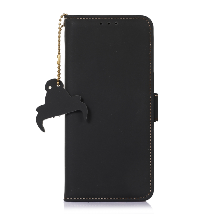 For Samsung Galaxy S22 5G Genuine Leather Magnetic RFID Leather Phone Case(Black) For Samsung Galaxy S22 5G Genuine Leather Magnetic RFID Leather Phone Case(Black)