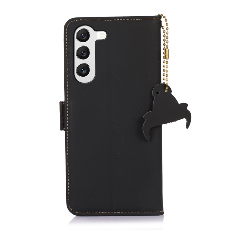 For Samsung Galaxy S23+ 5G Genuine Leather Magnetic RFID Leather Phone Case(Black) For Samsung Galaxy S23+ 5G Genuine Leather Magnetic RFID Leather Phone Case(Black)