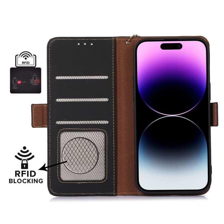 For Samsung Galaxy S23+ 5G Genuine Leather Magnetic RFID Leather Phone Case(Black) For Samsung Galaxy S23+ 5G Genuine Leather Magnetic RFID Leather Phone Case(Black)
