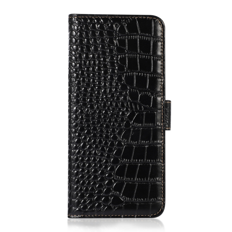 For Samsung Galaxy A54 5G Crocodile Top Layer Cowhide Leather Phone Case(Black) - 1