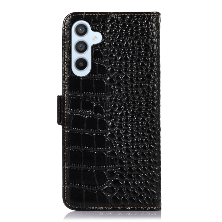For Samsung Galaxy A54 5G Crocodile Top Layer Cowhide Leather Phone Case(Black) - 2