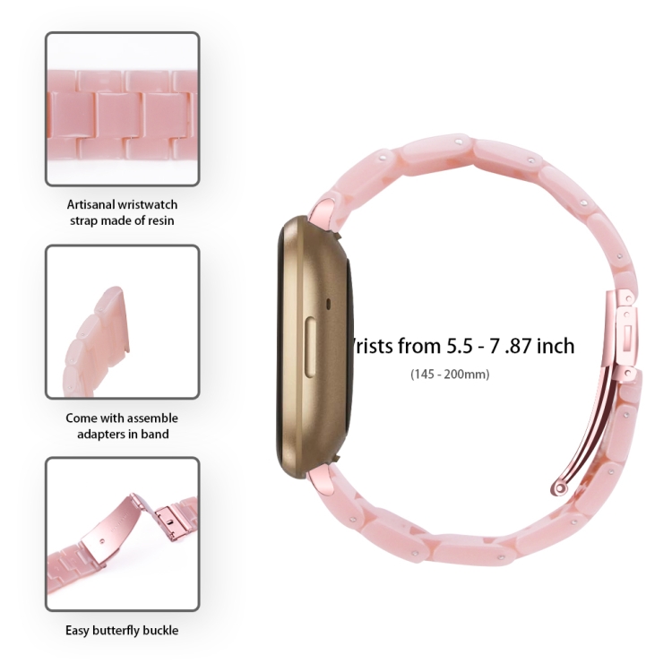 For Fitbit Versa 4 / Sense 2 Universal Resin Watch Band(Pink) - 3