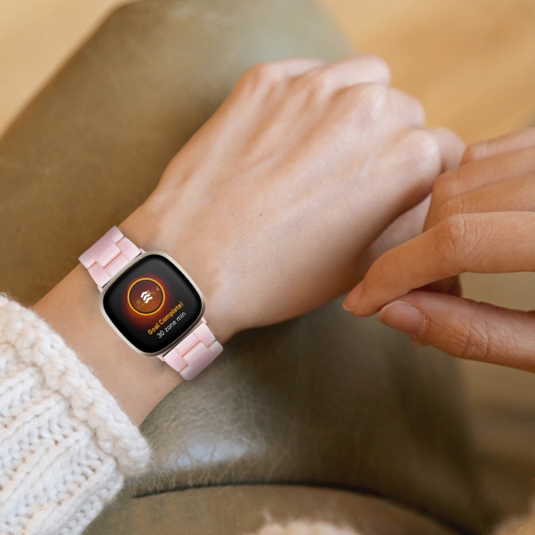 For Fitbit Versa 4 / Sense 2 Universal Resin Watch Band(Pink) - 4