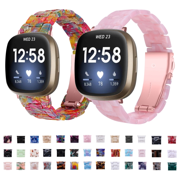 For Fitbit Versa 4 / Sense 2 Universal Resin Watch Band(Pink) - B1