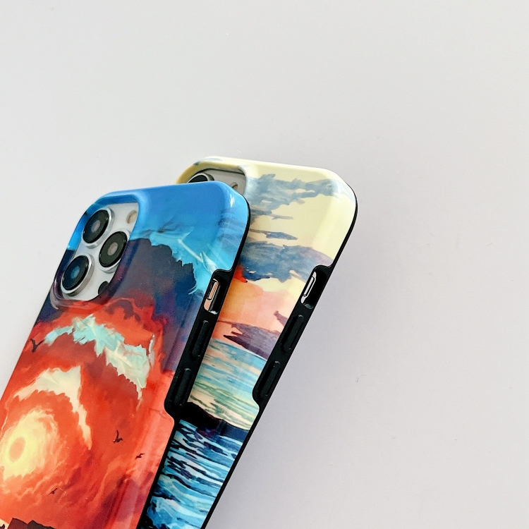 For iPhone 14 Plus 2 in 1 Detachable Oil Painting Sea Pattern Phone Case(Blue) For iPhone 14 Plus 2 in 1 Detachable Oil Painting Sea Pattern Phone Case(Blue)