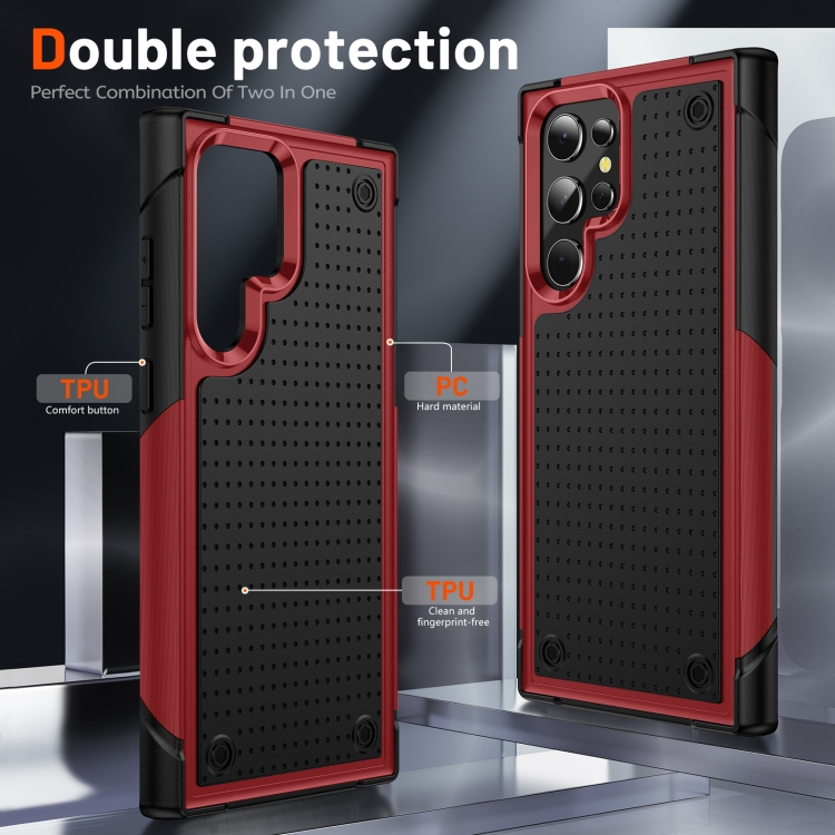 For Samsung Galaxy S22 Ultra 5G PC + TPU Shockproof Protective Phone Case(Red+Black) For Samsung Galaxy S22 Ultra 5G PC + TPU Shockproof Protective Phone Case(Red+Black)