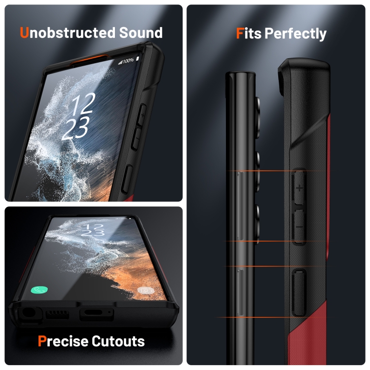 For Samsung Galaxy S22 Ultra 5G PC + TPU Shockproof Protective Phone Case(Red+Black) For Samsung Galaxy S22 Ultra 5G PC + TPU Shockproof Protective Phone Case(Red+Black)