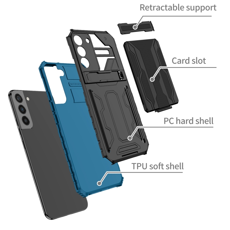 For Samsung Galaxy S23+ 5G Armor Card PC + TPU Phone Case(Blue) For Samsung Galaxy S23+ 5G Armor Card PC + TPU Phone Case(Blue)