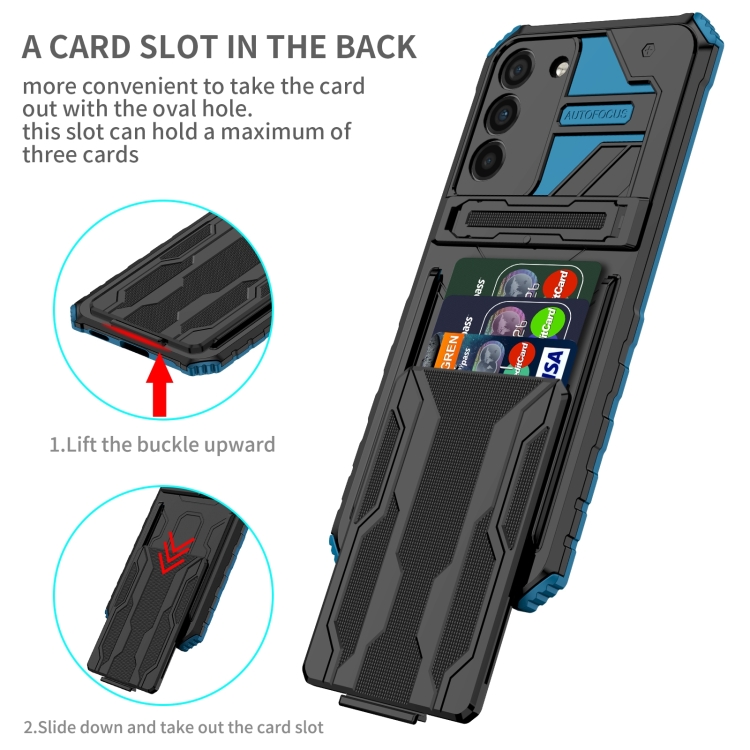 For Samsung Galaxy S23+ 5G Armor Card PC + TPU Phone Case(Blue) For Samsung Galaxy S23+ 5G Armor Card PC + TPU Phone Case(Blue)