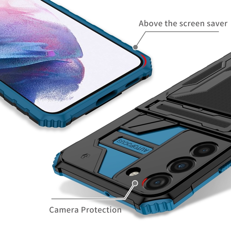 For Samsung Galaxy S23+ 5G Armor Card PC + TPU Phone Case(Blue) For Samsung Galaxy S23+ 5G Armor Card PC + TPU Phone Case(Blue)