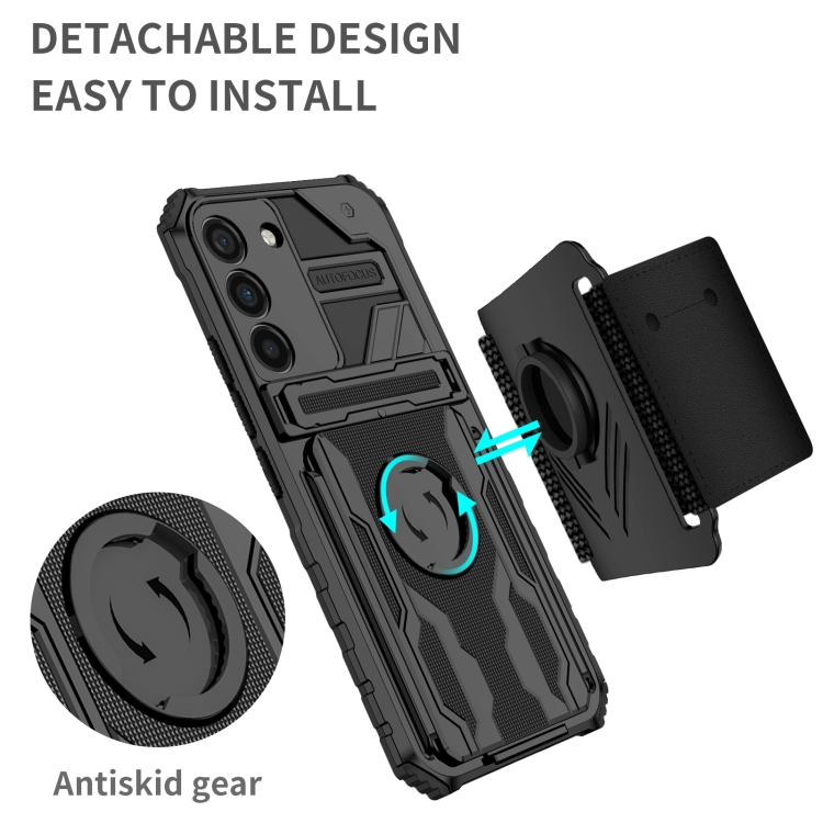 For Samsung Galaxy S23 5G Armor Wristband Phone Case(Black) For Samsung Galaxy S23 5G Armor Wristband Phone Case(Black)