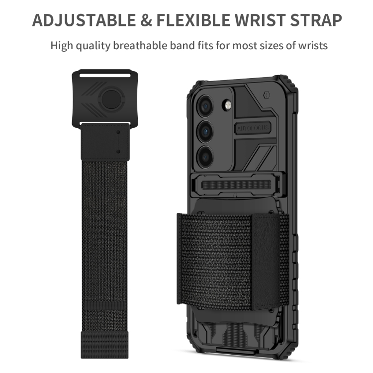 For Samsung Galaxy S23 5G Armor Wristband Phone Case(Black) For Samsung Galaxy S23 5G Armor Wristband Phone Case(Black)