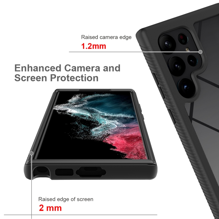 For Samsung Galaxy S23 Ultra 5G Two-layer Integrated Transparent TPU + PC + PET Protective Phone Case(Black) For Samsung Galaxy S23 Ultra 5G Two-layer Integrated Transparent TPU + PC + PET Protective Phone Case(Black)