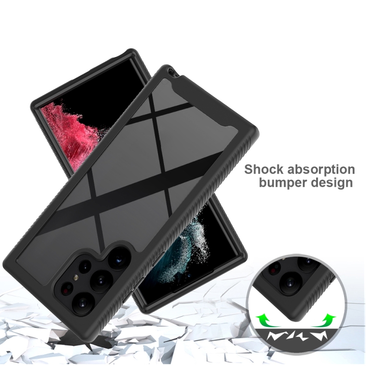 For Samsung Galaxy S23 Ultra 5G Two-layer Integrated Transparent TPU + PC + PET Protective Phone Case(Black) For Samsung Galaxy S23 Ultra 5G Two-layer Integrated Transparent TPU + PC + PET Protective Phone Case(Black)