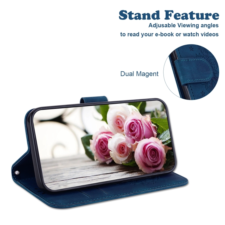 For Samsung Galaxy S23+ 5G Butterfly Rose Embossed Leather Phone Case(Blue)