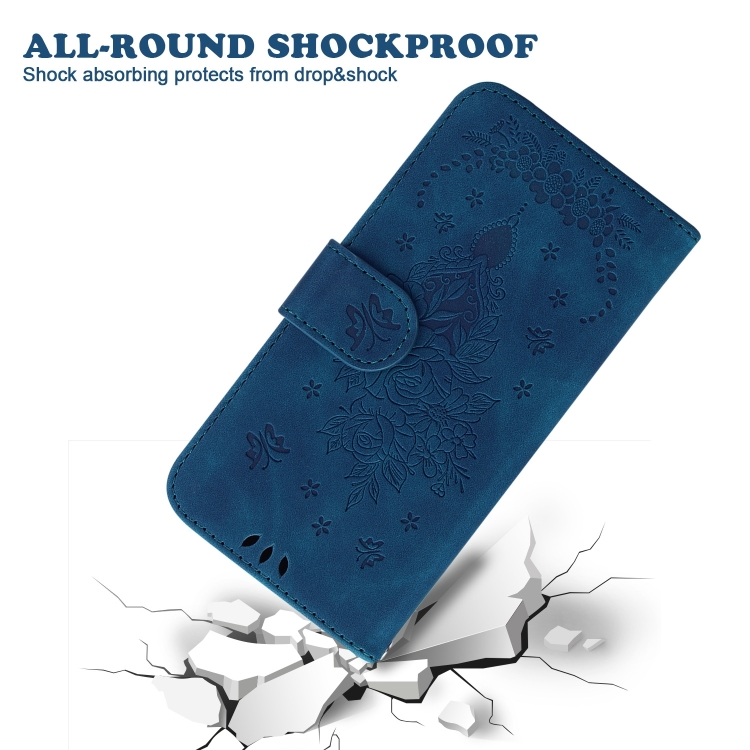 For Samsung Galaxy S23+ 5G Butterfly Rose Embossed Leather Phone Case(Blue)