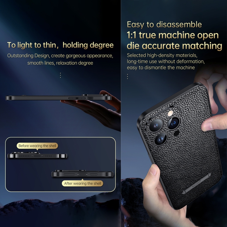 For iPhone 14 Plus SULADA Invisible Bracket Leather Back Cover Phone Case(Black) For iPhone 14 Plus SULADA Invisible Bracket Leather Back Cover Phone Case(Black)