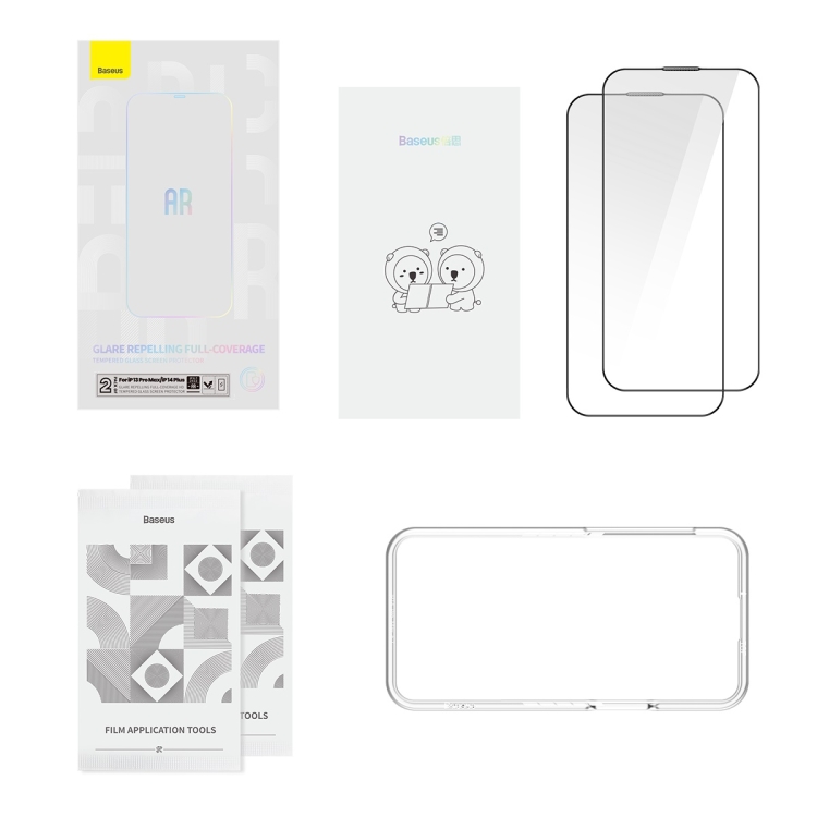 For iPhone 14 Plus / 13 Pro Max 2pcs Baseus 0.3mm Glare Repelling Full-Coverage HD Tempered Glass Screen Protector