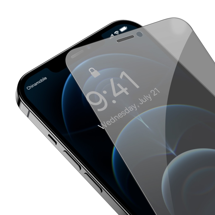For iPhone 12 Pro Max Baseus 0.3mm Crystal Privacy Protection Tempered Glass Screen Protector with Dust Filter For iPhone 12 Pro Max Baseus 0.3mm Crystal Privacy Protection Tempered Glass Screen Protector with Dust Filter