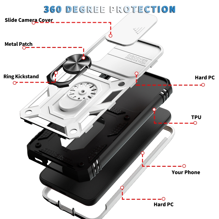 For Samsung Galaxy S22 5G Sliding Camera Cover TPU + PC Phone Case(White+Black) For Samsung Galaxy S22 5G Sliding Camera Cover TPU + PC Phone Case(White+Black)