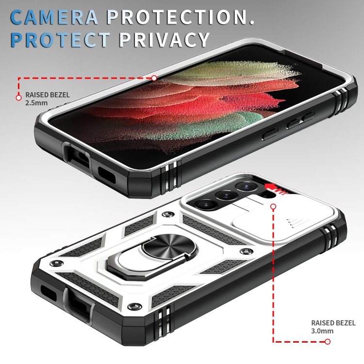 For Samsung Galaxy S22 5G Sliding Camera Cover TPU + PC Phone Case(White+Black) For Samsung Galaxy S22 5G Sliding Camera Cover TPU + PC Phone Case(White+Black)