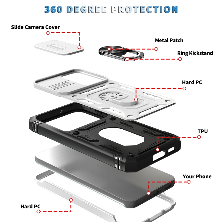 For Samsung Galaxy S23+ 5G Sliding Camera Cover TPU + PC Phone Case(White+Black) For Samsung Galaxy S23+ 5G Sliding Camera Cover TPU + PC Phone Case(White+Black)