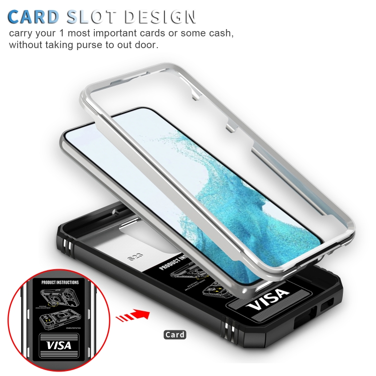 For Samsung Galaxy S23+ 5G Sliding Camera Cover TPU + PC Phone Case(White+Black) For Samsung Galaxy S23+ 5G Sliding Camera Cover TPU + PC Phone Case(White+Black)