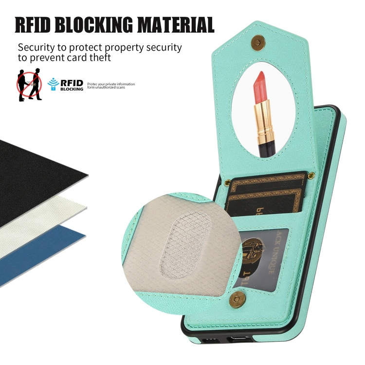 For Samsung Galaxy S21 5G Rhombic Texture RFID Phone Case with Lanyard & Mirror(Mint Green) For Samsung Galaxy S21 5G Rhombic Texture RFID Phone Case with Lanyard & Mirror(Mint Green)