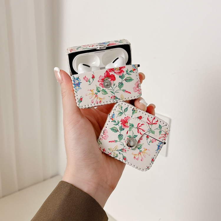 For AirPods Pro 2 White Floral PU Leather Wireless Earphone Case For AirPods Pro 2 White Floral PU Leather Wireless Earphone Case