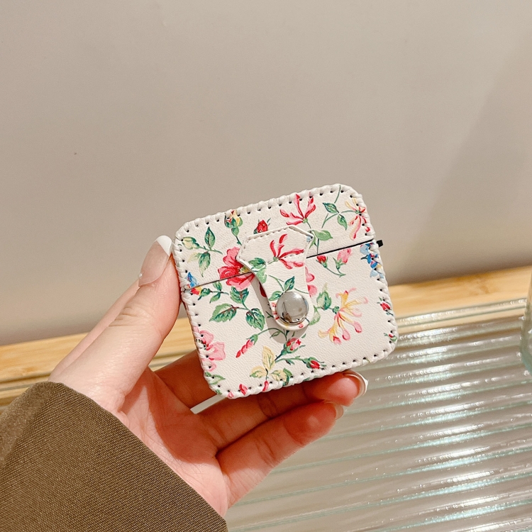For AirPods Pro 2 White Floral PU Leather Wireless Earphone Case For AirPods Pro 2 White Floral PU Leather Wireless Earphone Case