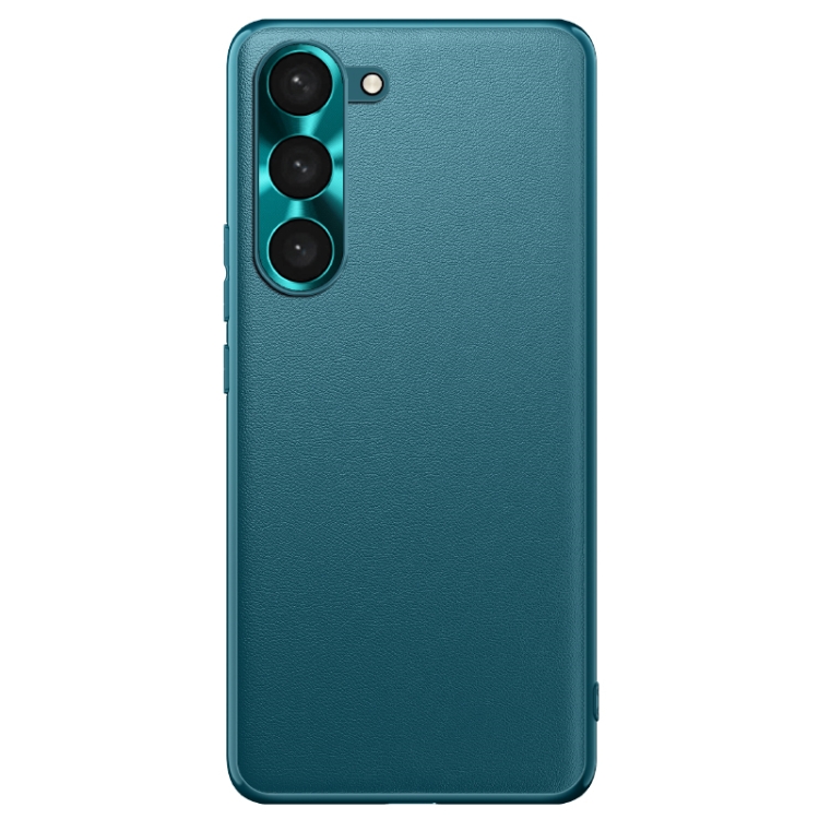 For Samsung Galaxy S23 5G Plain Skin Leather Phone Case(Cyan)