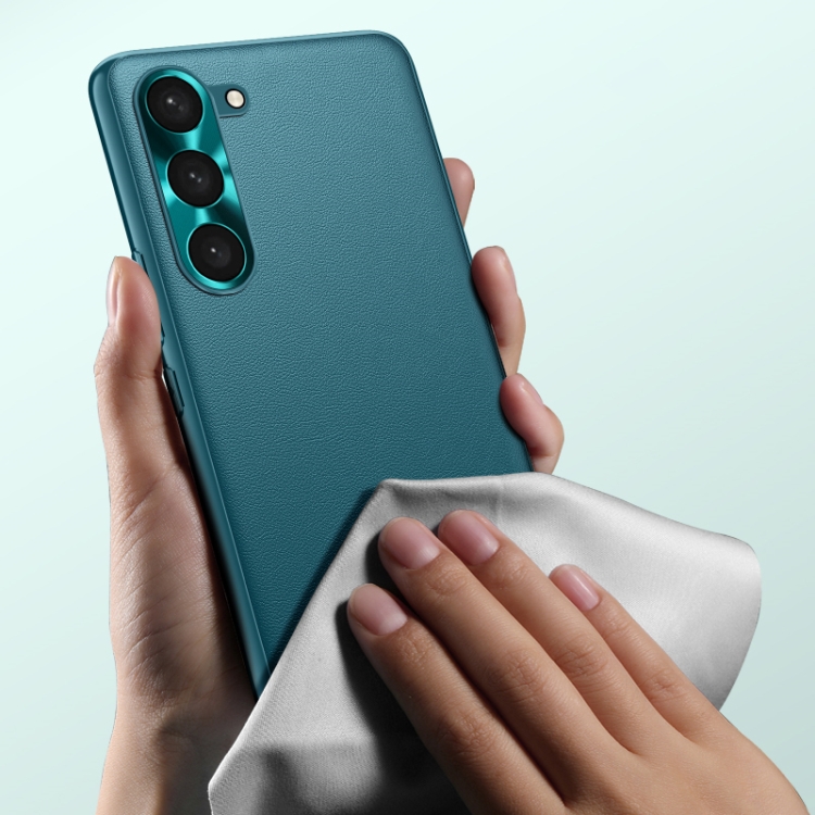 For Samsung Galaxy S23 5G Plain Skin Leather Phone Case(Cyan)