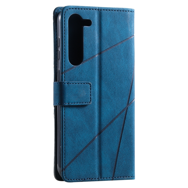 For Samsung Galaxy S23+ 5G Skin Feel Splicing Leather Phone Case(Blue) For Samsung Galaxy S23+ 5G Skin Feel Splicing Leather Phone Case(Blue)