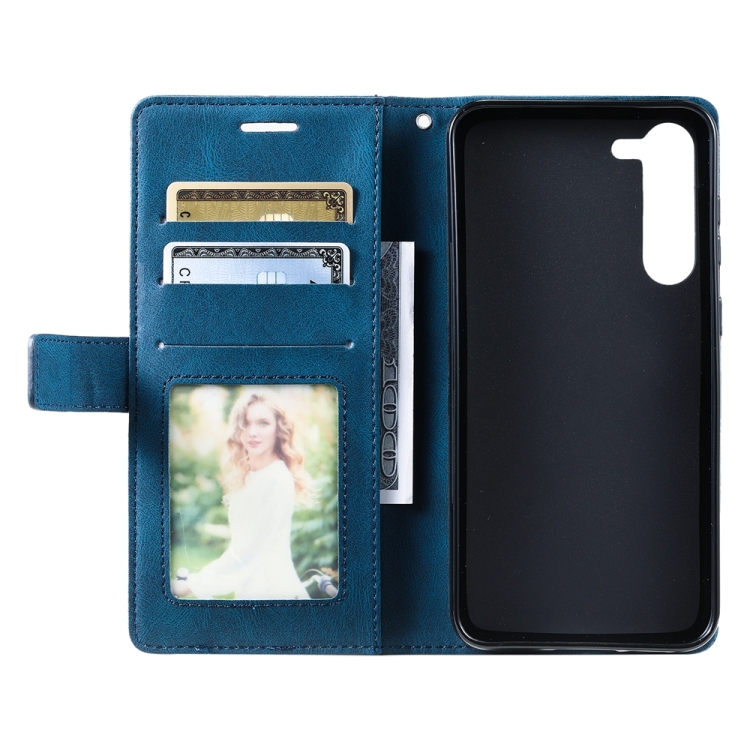 For Samsung Galaxy S23+ 5G Skin Feel Splicing Leather Phone Case(Blue) For Samsung Galaxy S23+ 5G Skin Feel Splicing Leather Phone Case(Blue)