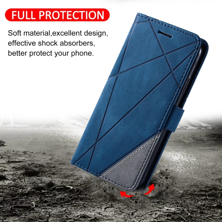 For Samsung Galaxy S23+ 5G Skin Feel Splicing Leather Phone Case(Blue) For Samsung Galaxy S23+ 5G Skin Feel Splicing Leather Phone Case(Blue)