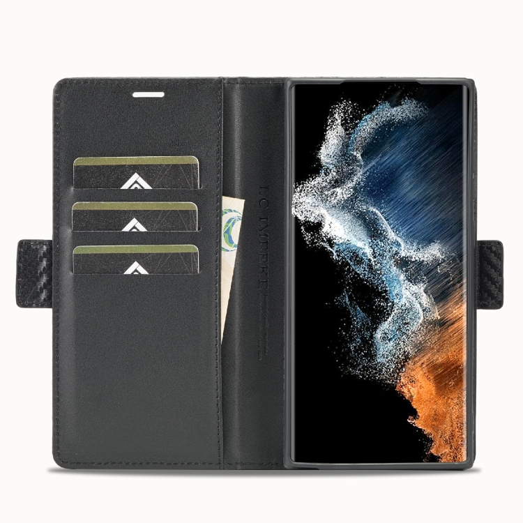 For Samsung Galaxy S23 Ultra 5G LC.IMEEKE Carbon Fiber PU + TPU Horizontal Flip Leather Phone Case(Vertical Black) For Samsung Galaxy S23 Ultra 5G LC.IMEEKE Carbon Fiber PU + TPU Horizontal Flip Leather Phone Case(Vertical Black)