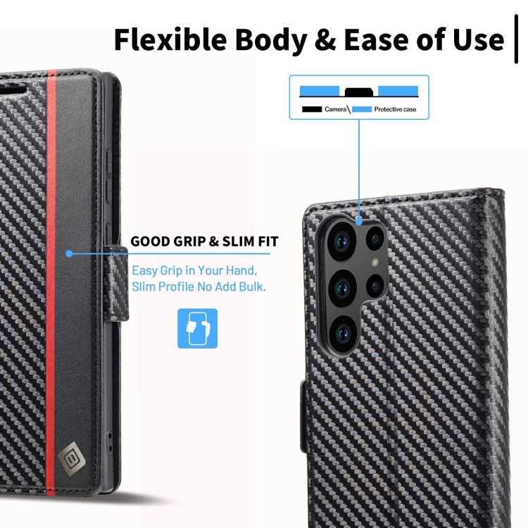 For Samsung Galaxy S23 Ultra 5G LC.IMEEKE Carbon Fiber PU + TPU Horizontal Flip Leather Phone Case(Vertical Black) For Samsung Galaxy S23 Ultra 5G LC.IMEEKE Carbon Fiber PU + TPU Horizontal Flip Leather Phone Case(Vertical Black)