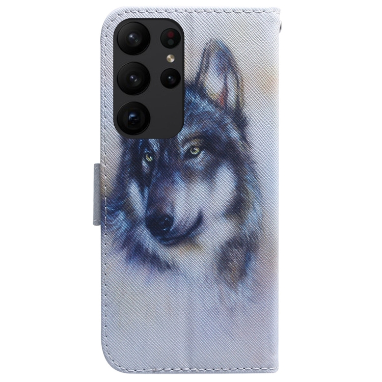 For Samsung Galaxy S23 Ultra 5G Coloured Drawing Flip Leather Phone Case(White Wolf) For Samsung Galaxy S23 Ultra 5G Coloured Drawing Flip Leather Phone Case(White Wolf)