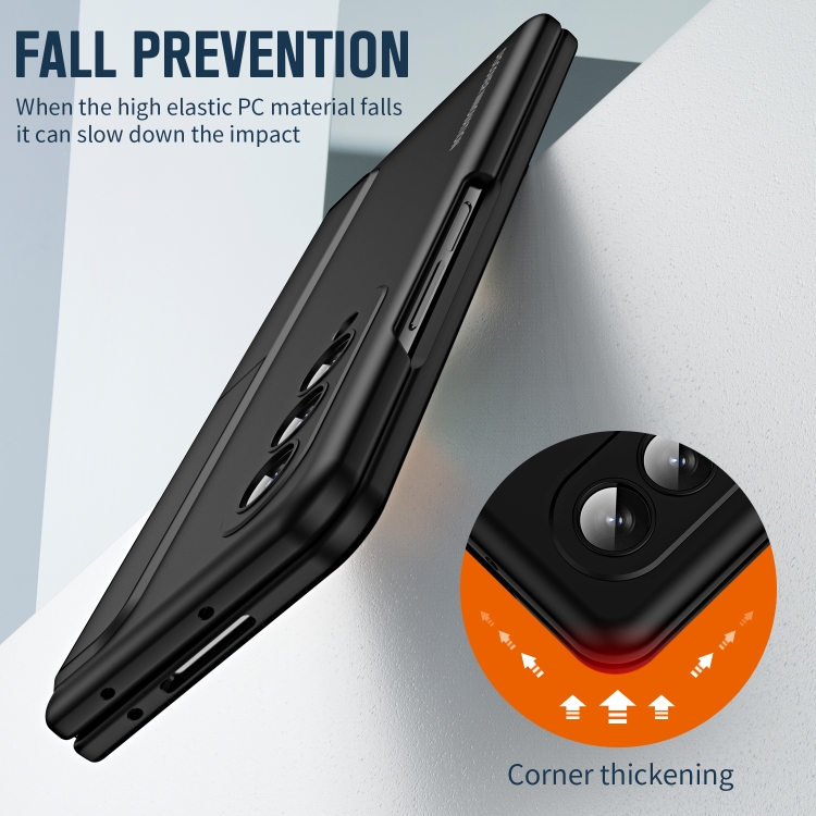 For Samsung Galaxy Z Fold4 2 in 1 Detachable PC Folding Phone Case with Holder & Pen Slot(Black)