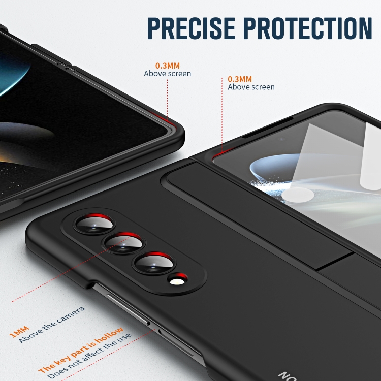 For Samsung Galaxy Z Fold4 2 in 1 Detachable PC Folding Phone Case with Holder & Pen Slot(Black)